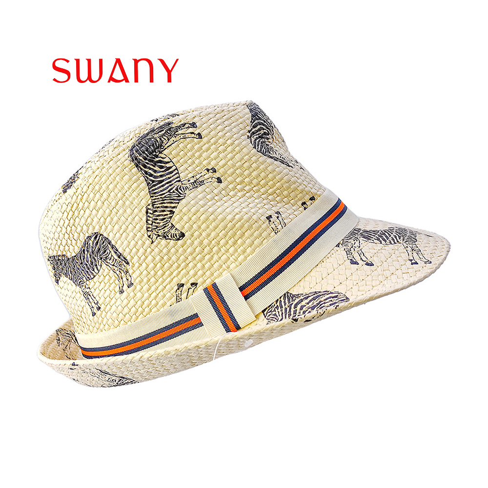 Boys Paper Straw Hat with Zebra Images.jpg