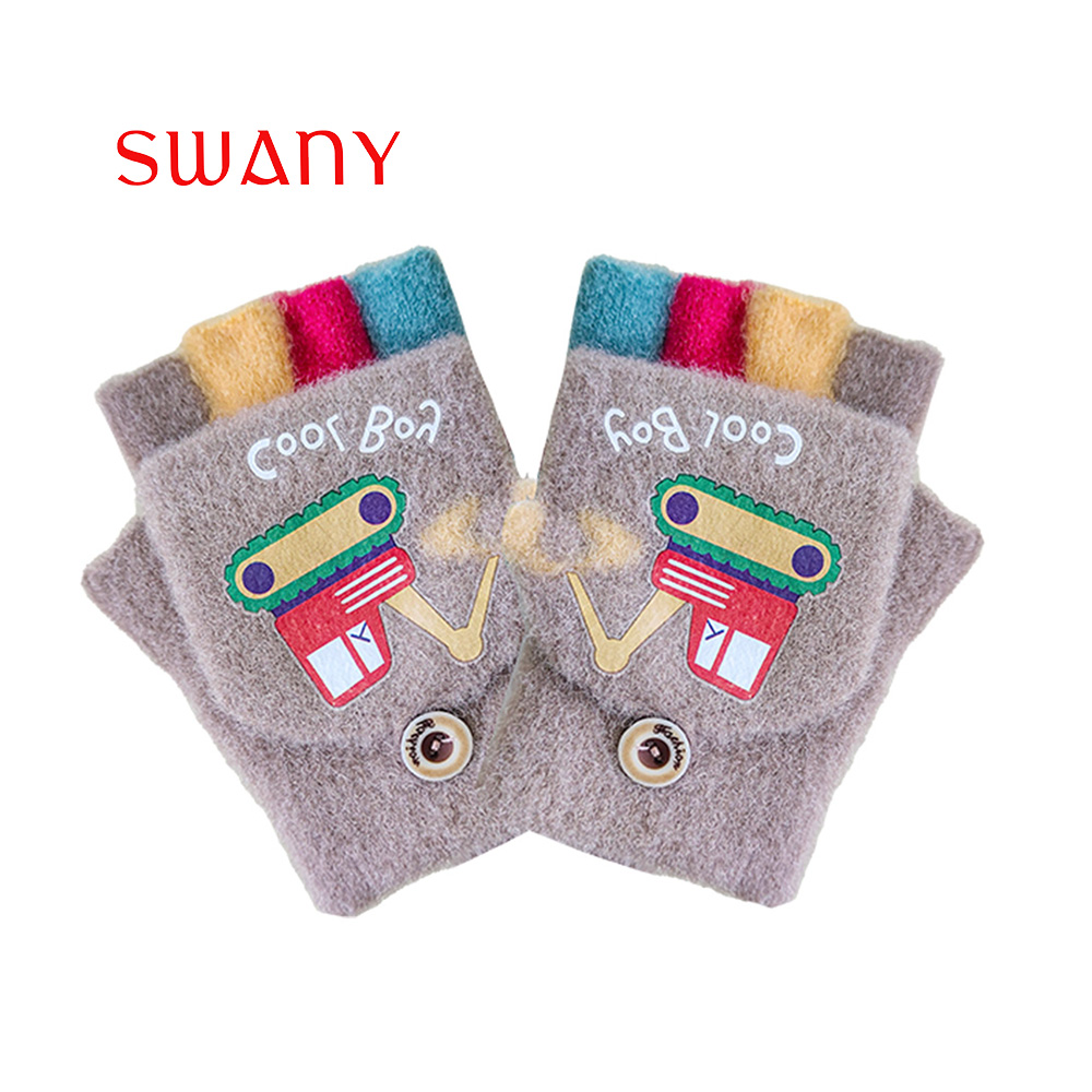 Boys Winter Warm Knitted Flip Top Half Finger Gloves with Excavator Images.jpg