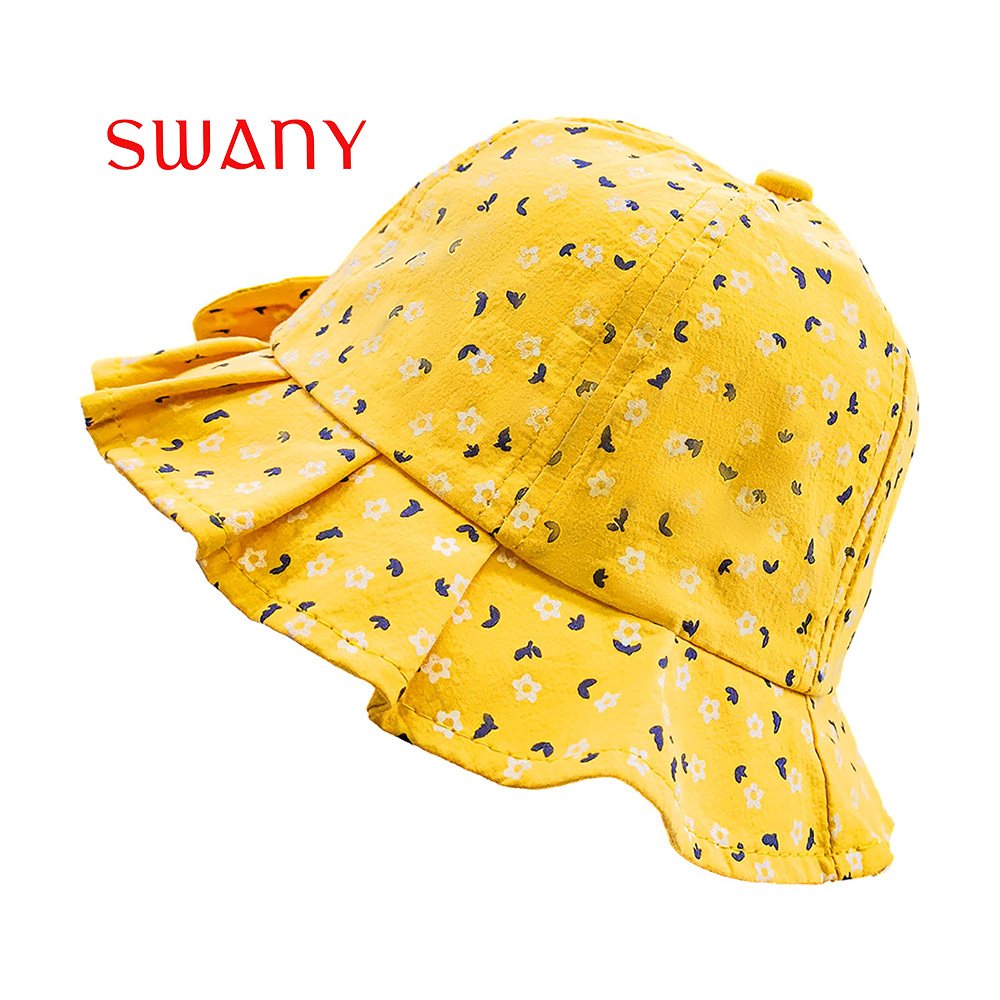 Kids Simple Yellow Bucket Hat with Cute Flower Images.jpg