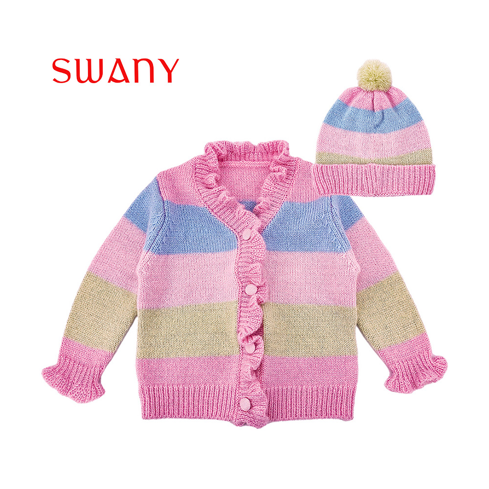 Girl 2-pc Set of Knitted Color Stripe Sweater  Hat.jpg