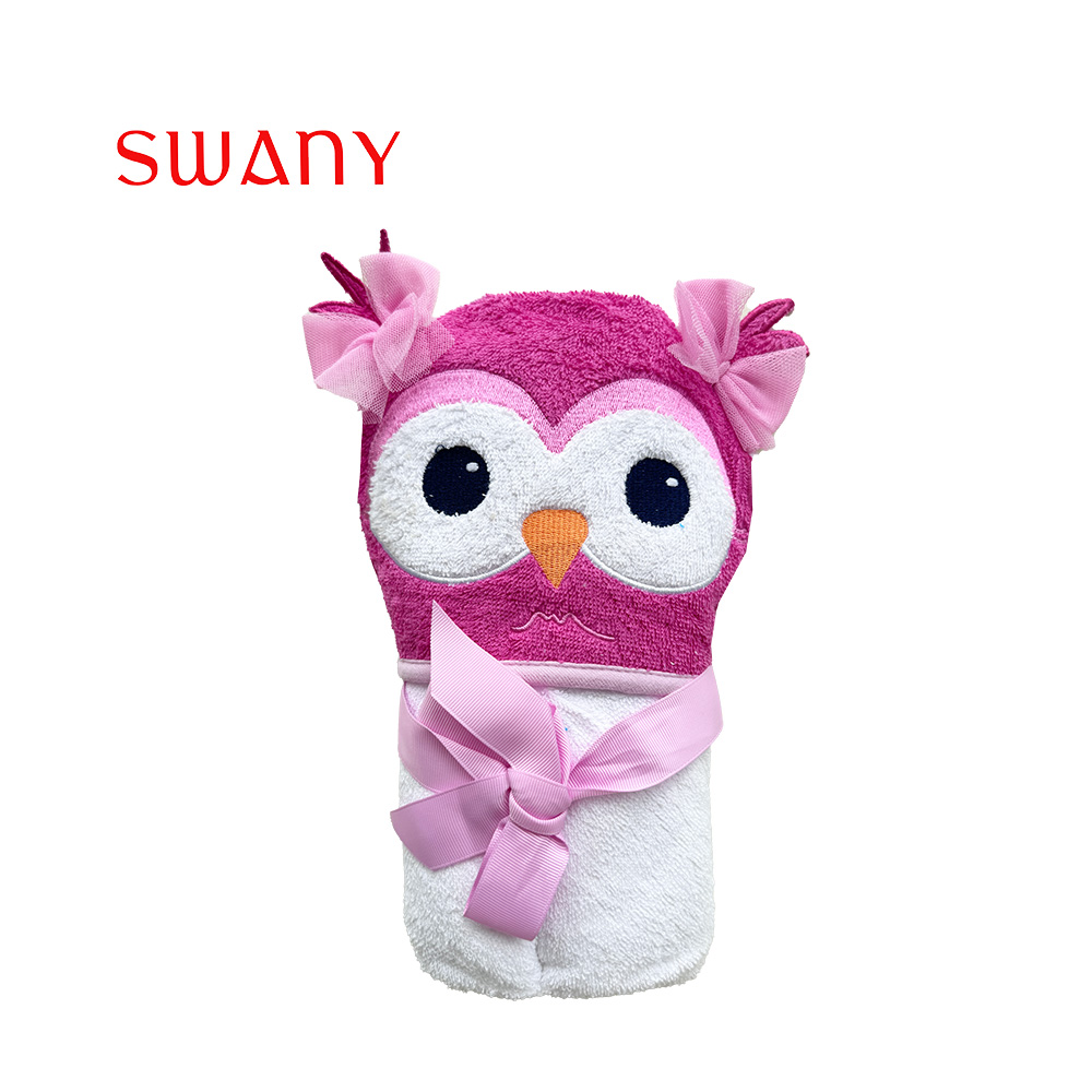 Pink Terry Blanket for Newborns with Owl Embroidery.jpg
